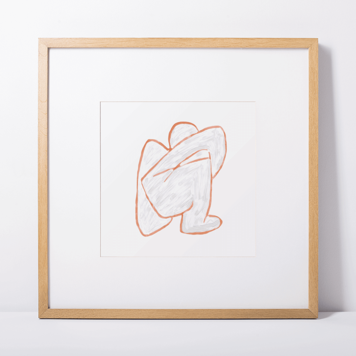 Figurative painting of a woman, in matisse orange by Michelle Macnamara
