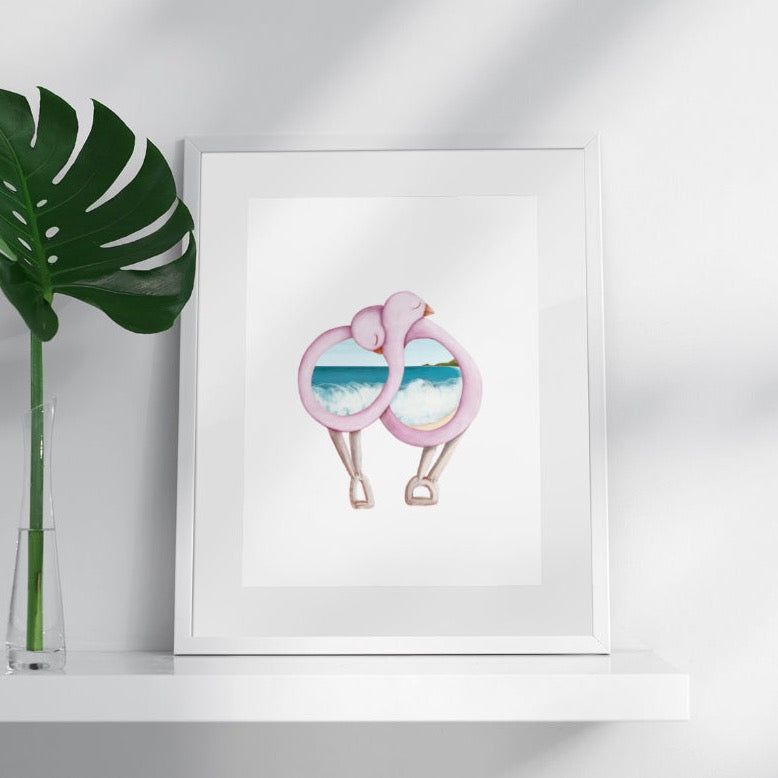 Realistic style drawing and painting of a colourful bird by artist Michelle Macnamara - Byron Bay beach Love Birds