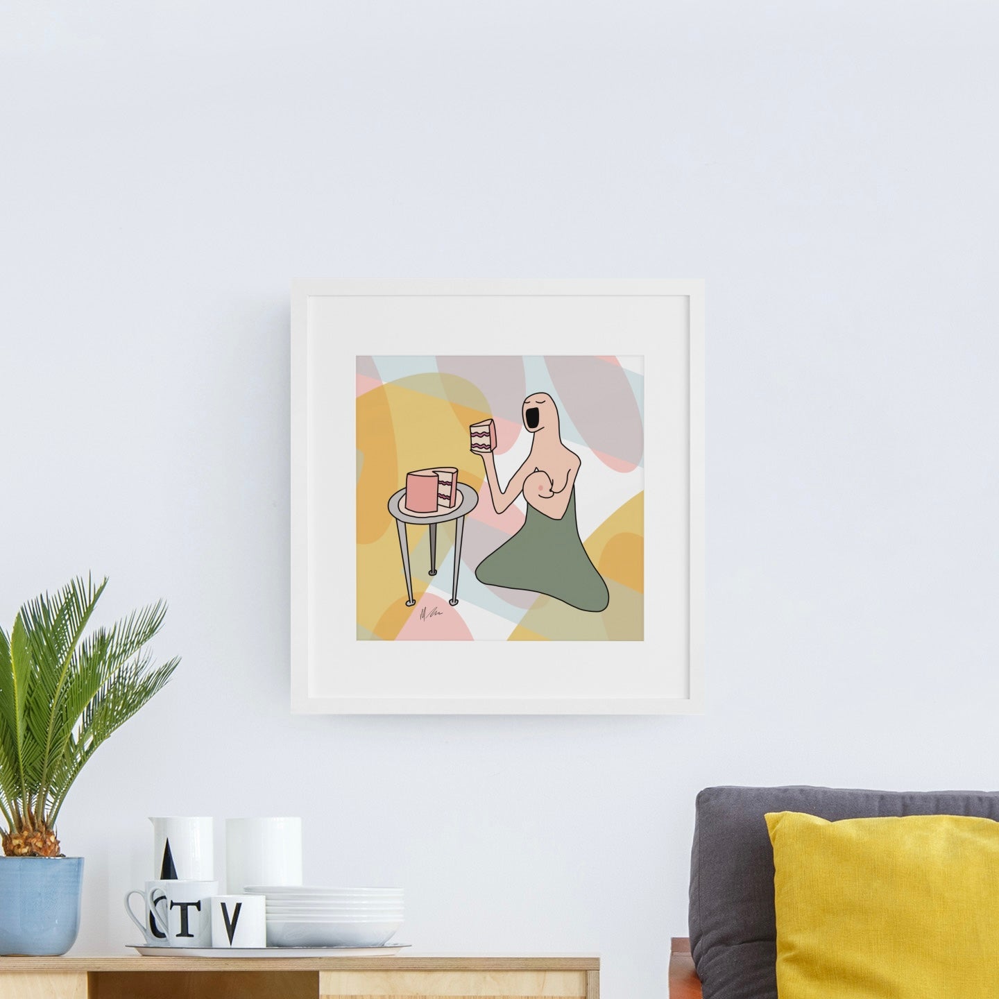 Cake-sized hole - #MyNewNormal - Baby Brain art series for new mums (or even dads) - Michelle Macnamara - Buy NFT or IRL Art Print