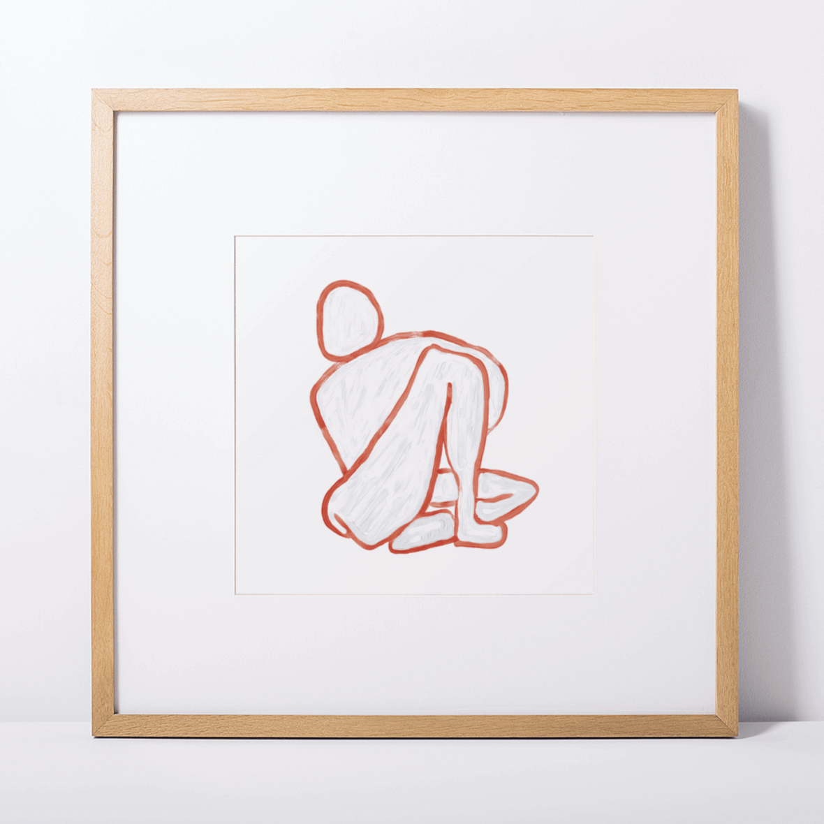 Figurative painting of a woman, in matisse red by Michelle Macnamara