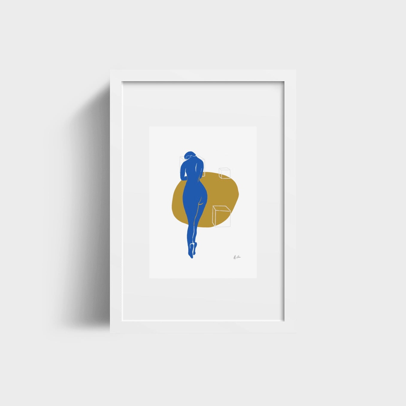 powerful, feminine blue figurative artwork Matisse blue nude inspired by strength and flow of the mother and female form.