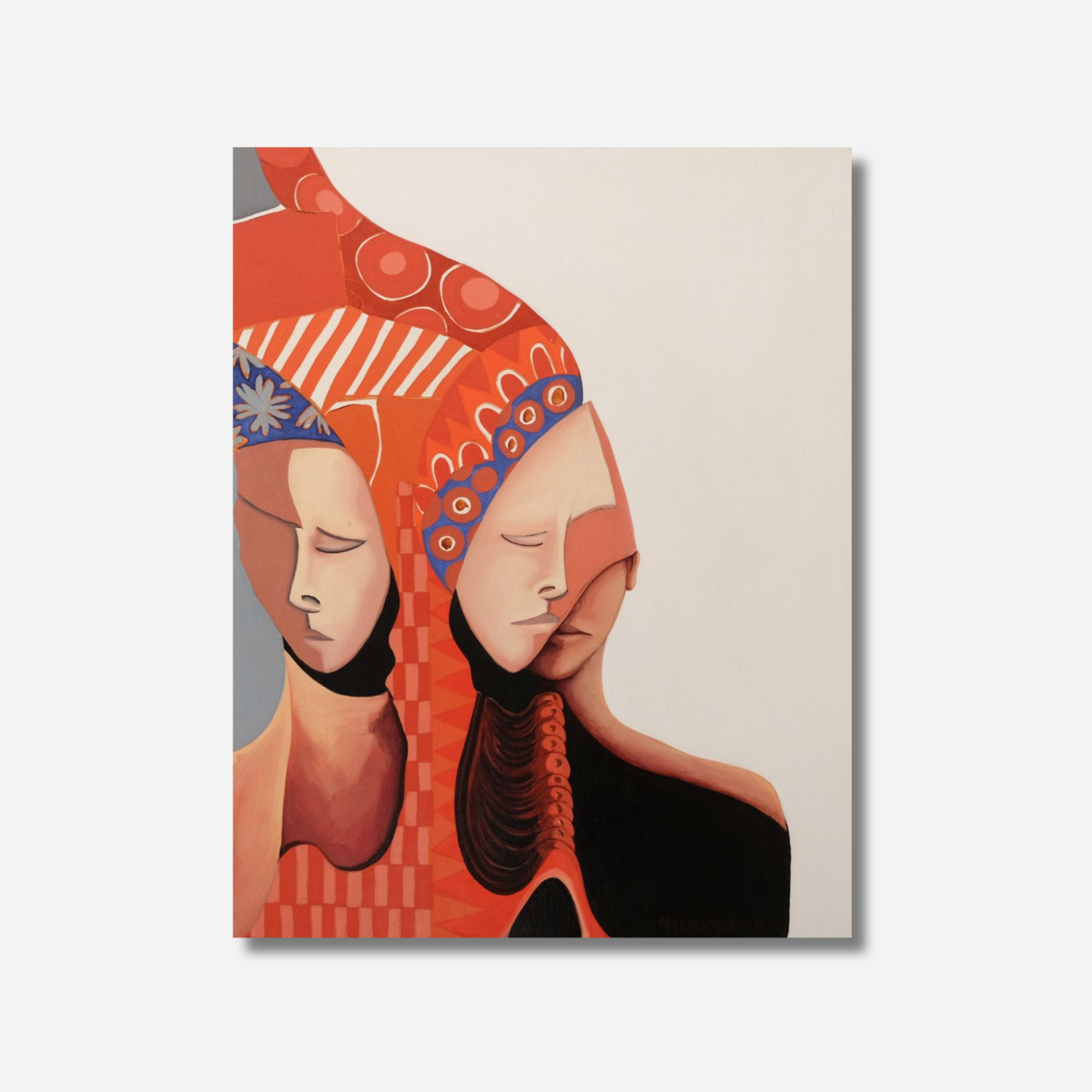 Abstract Portrait oil Painting of a female figure with flowers by Michelle Macnamara - Australian Artist in byron bay