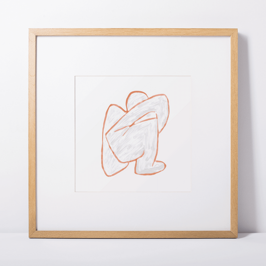 Figurative painting of a woman, in matisse orange by Michelle Macnamara
