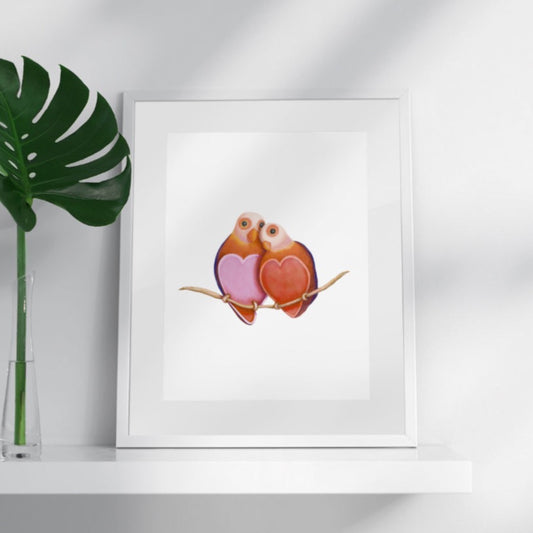 Realistic style drawing and painting of a colourful bird by Michelle Macnamara - Byron Bay Love Birds