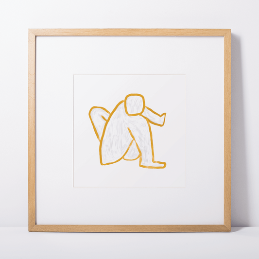 Figurative painting of a woman, in matisse yellow by Michelle Macnamara