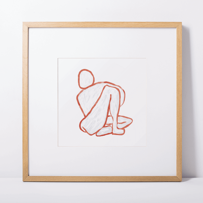 Figurative painting of a woman, in matisse red by Michelle Macnamara