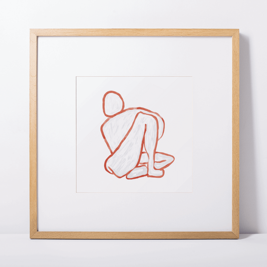 Figurative painting of a woman, in matisse red by Michelle Macnamara