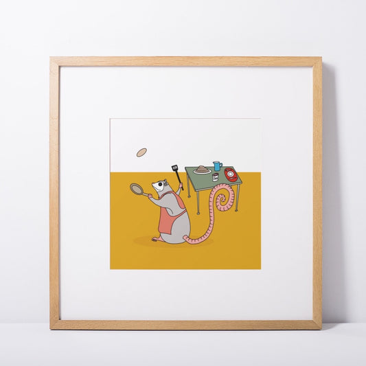 Possum flipping Pancakes! Deliciously cute poster for you kids bedroom or nursery - by Michelle Macnamara Artist and children’s author