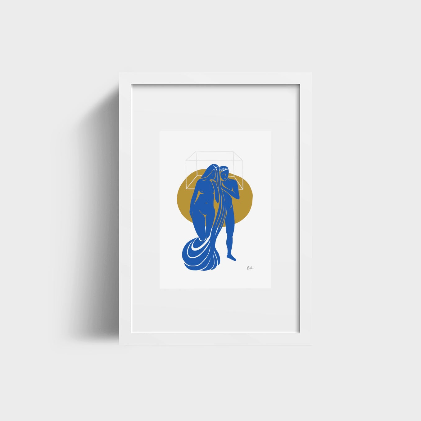 powerful, feminine figurative artwork by Australian artist Michelle Macnamara. A Matisse blue nude with a male and female