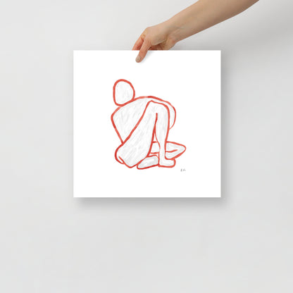 Figurative painting of a woman, in matisse red by Michelle Macnamara