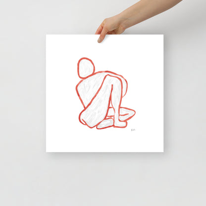 Figurative painting of a woman, in matisse red by Michelle Macnamara