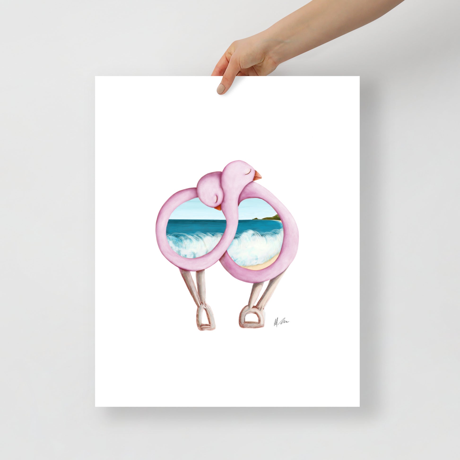 Realistic style drawing and painting of a colourful bird by artist Michelle Macnamara - Byron Bay beach Love Birds