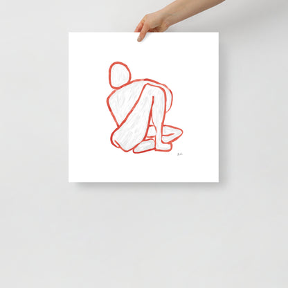 Figurative painting of a woman, in matisse red by Michelle Macnamara