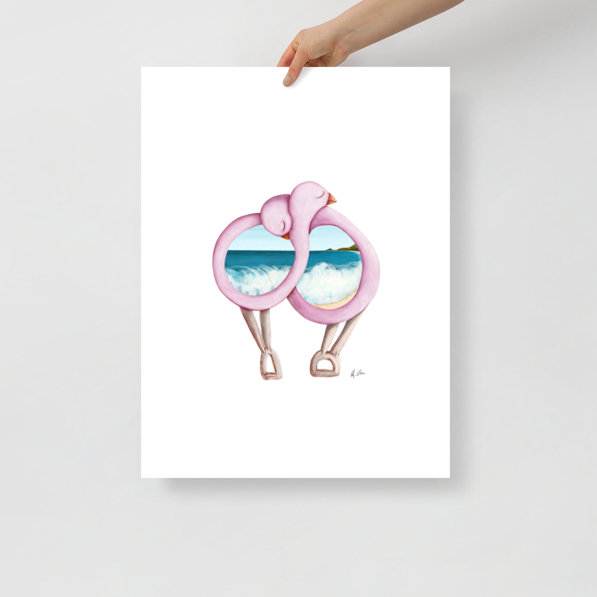 Realistic style drawing and painting of a colourful bird by artist Michelle Macnamara - Byron Bay beach Love Birds